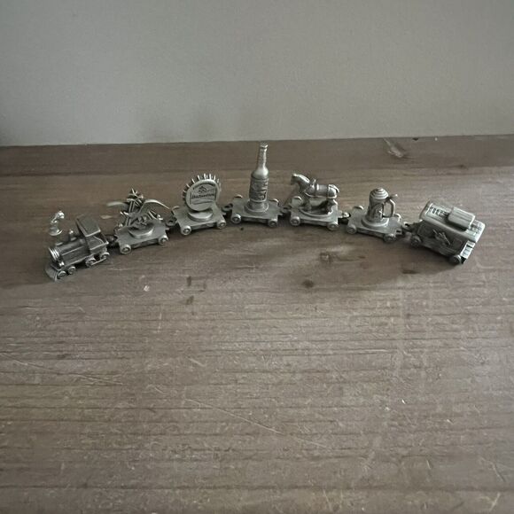 Vintage 1999 Complete Fort Budweiser Anheuser Busch 7 Piece Pewter Train - Picture 1 of 10